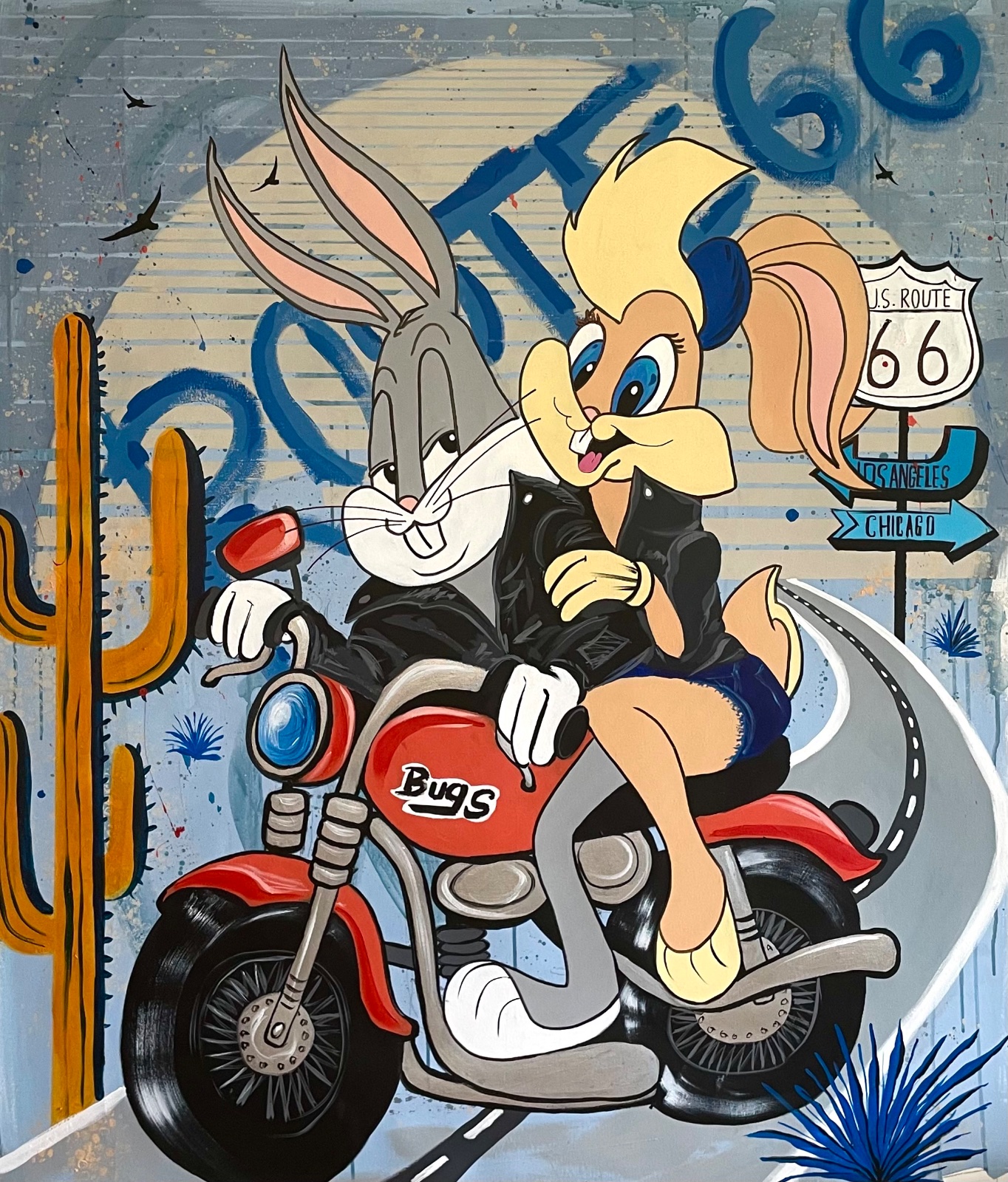 Route 66 — mix-media, 110 × 140 см, Катерина Онокало